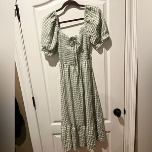 Sage Gingham Midi